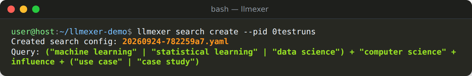 Creating a search configuration