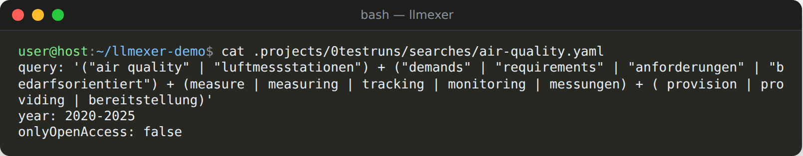The finished search configuration