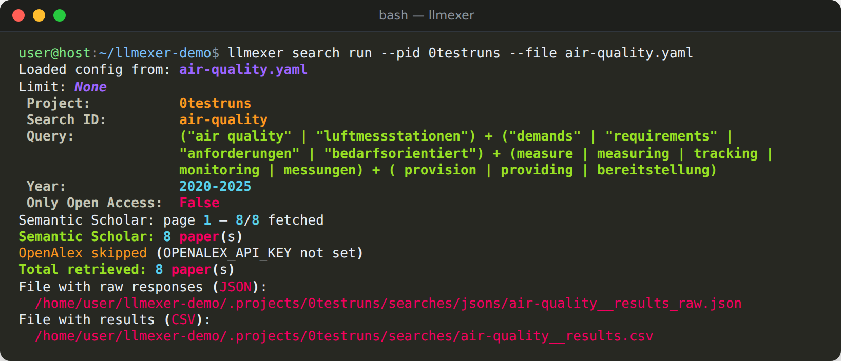 Running the literature search