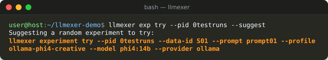 Letting llmexer suggest a try command