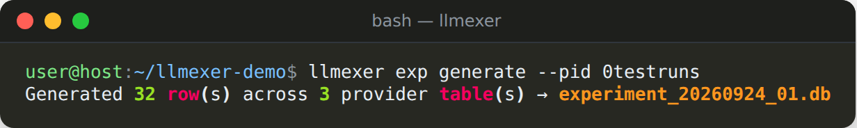 Generating the experiment database
