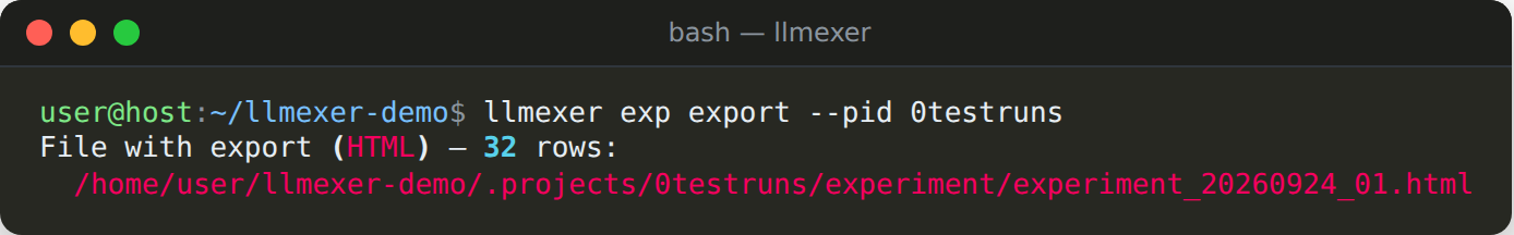Exporting the experiment as HTML